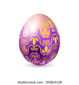 Easter Egg with Abstract Floral Pattern - Illustration on White with Shadow