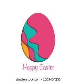 Easter Egg Abstract Layer Art with paper cut shapes. Vector design layout for business presentations, flyers, posters and invitations