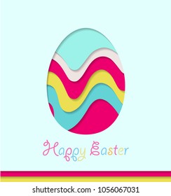 Easter Egg Abstract Layer Art with paper cut shapes. Vector design layout for business presentations, flyers, posters and invitations