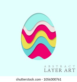 Easter Egg Abstract Layer Art with paper cut shapes. Vector design layout for business presentations, flyers, posters and invitations