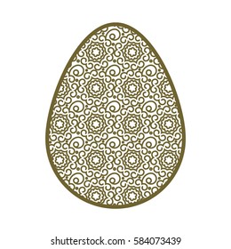 Easter egg with abstract ornament. Template for laser cutting. It can be used to design greeting cards, envelopes, invitations, a stencil for cutting paper.