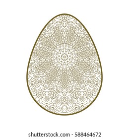 Easter egg with abstract ornament. Template for laser cutting. It can be used to design greeting cards, envelopes, invitations, a stencil for cutting paper.