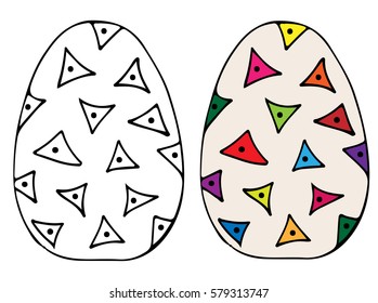 Easter egg with abstract pattern for coloring book and design elements. Can be used for card, invitation, posters, texture backgrounds, placards, banners.