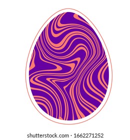 Easter egg with abstract pattern. Vector isolate in cartoon style.