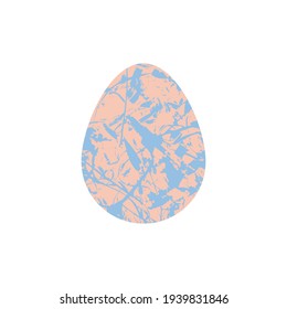 Easter egg with an abstract pattern. Vector isolated illustration on white background. Happy Easter. Pastel peach blue background.