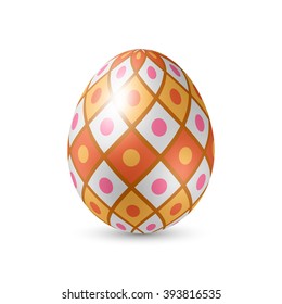 Easter Egg with Abstract Tiles Pattern, Standing Vertically on White