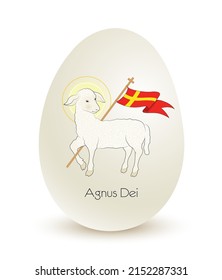 Easter egg Agnus Dei, Easter lamb with victory flag, 
resurrection symbol, easter card,
Vector illustration isolated on white background
