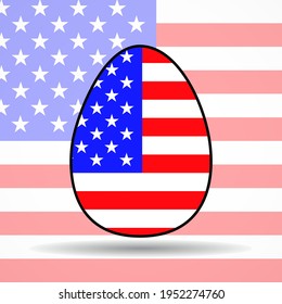 Easter egg with American flag on background USA. Religious holiday