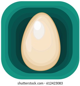 Easter egg. Art and food. Vector image of food. Web design. Egg on a colored background. Sticker for advertisement.