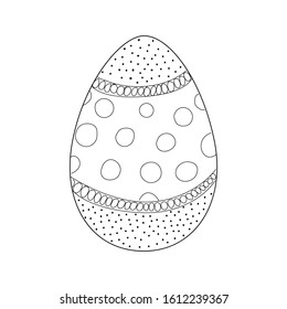 Easter egg in Art line style, Doodle. Vector illustration of an isolated white background. Spring holiday. Happy Easter.