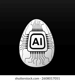 Easter egg of Artificial Intelligence with circuit board. Vector illustration