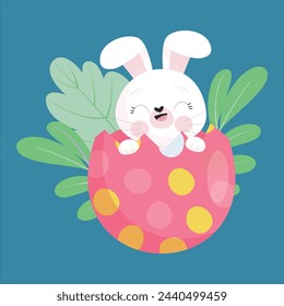 Easter Egg Baby Bunny Cute Vector Character Illustration 
