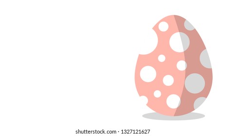 Easter egg background cartoon vector illustration design for easter holiday concept. Exciting, fun, bright, pink with white dots easter egg. Isolated on white with clipping path and space for text.