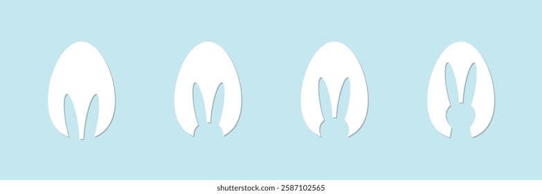 Easter egg background, Easter egg hunting. Bunny silhouette on Easter egg,Easter Silhouette, paper cut