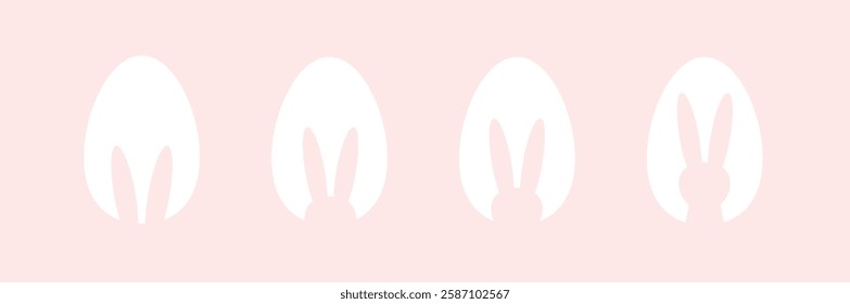 Ostereierhintergrund, Ostereierjagd. Hase Silhouette auf Osterei, Ostern Silhouette, Papierschnitt