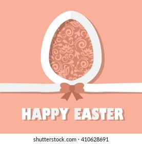 Easter egg background with paper, ribbon and pattern