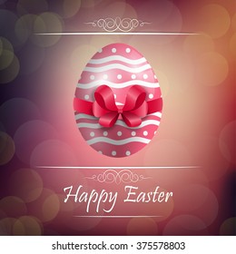 Easter egg background with red ribbon.Vector