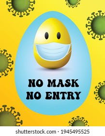Easter Egg Background Vector Illustration. No Mask No Entry Poster.