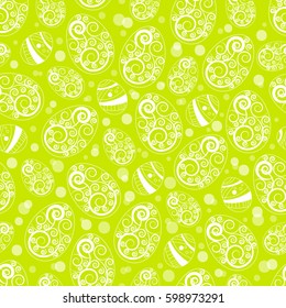 Easter egg background.Seamless light green easter pattern with eggs. Vector illustration.