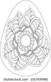 easter egg with balck and white drawing mandala-Easter egg with floral pattern. Happy Easter text greeting card