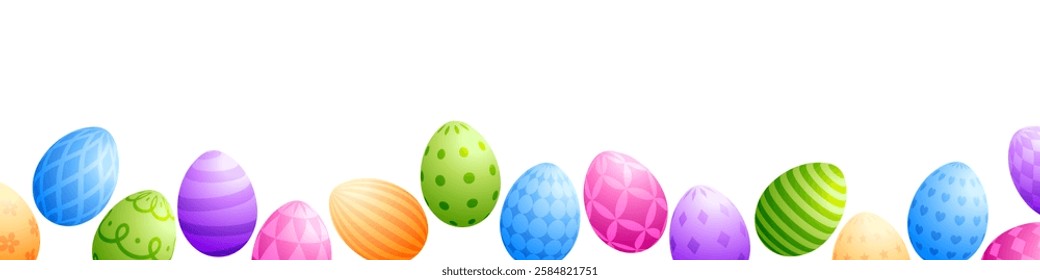 Easter egg banner, Easter background, painted egg border