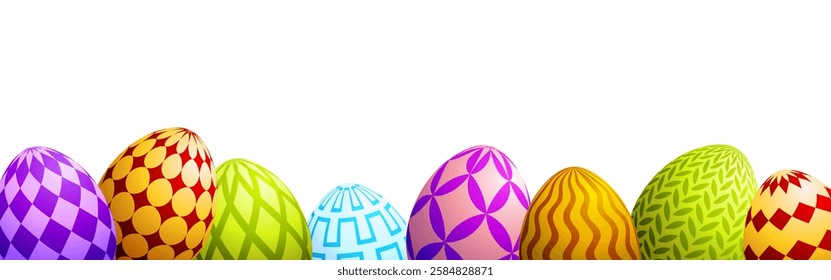 Easter egg banner, Easter border, painted eggs background