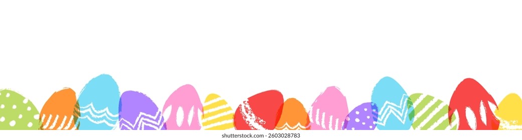 Easter egg banner, Easter border with painted egg background