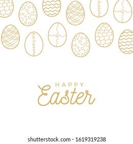 Easter egg banner. Golden Egg icons collection in doodle style. Hand drawn illustration. Banner background