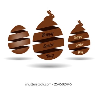 Easter egg banners set, chocolate color, isolated vector illustration on a white background.