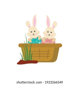 Easter Egg Basket Bunny Flat Icon