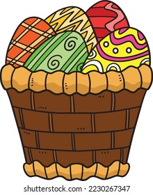 Easter Egg Basket Cartoon Colored Clipart
