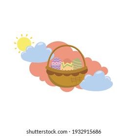 Easter Egg Basket Cloud Icon Pink