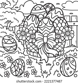 Easter Egg Basket Coloring Page for Kids