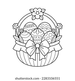 Easter Egg Basket Coloring Page for Kids