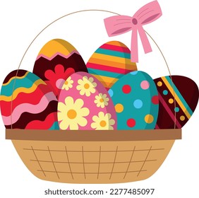 cesta de huevos de pascua con decoración