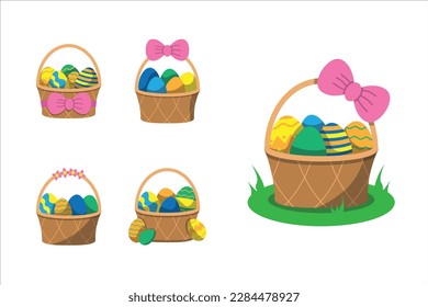 Easter Egg Basket Design Vector