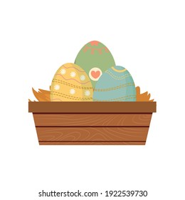 Easter Egg Basket Flat Icon Design