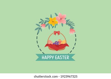 Easter Egg Basket Green Illustration