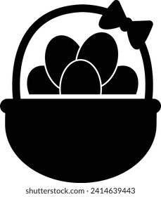 Easter Egg basket icon. Celebration and holiday sign. Basket egg easter celebration symbol. flat style.