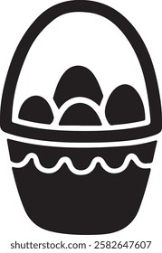 Easter egg in basket icon. Simple illustration of easter egg in basket icon for web design isolated on white background