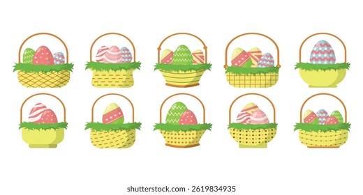 Paquete de ilustración de cesta de huevo de Pascua