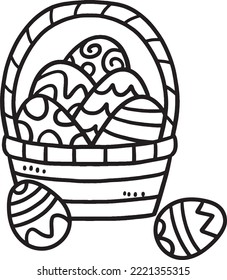 Easter Egg Basket Isolated Coloring Page for Kids