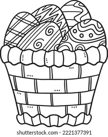 Easter Egg Basket Isolated Coloring Page for Kids