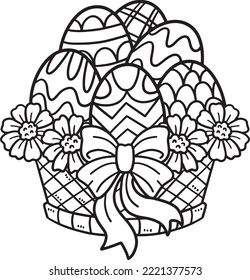 Easter Egg Basket Isolated Coloring Page for Kids