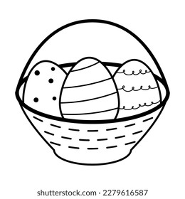 Umriss des Ostereikorbs. glücklicher Urlaub. Vektorgrafik
