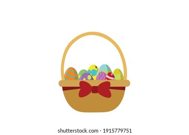 Easter Egg Basket with Red Ribbon