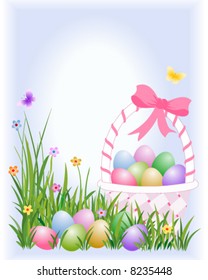 Easter egg in basket - vector