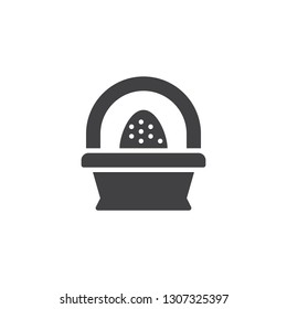 Easter egg basket vector icon. filled flat sign for mobile concept and web design. Easter basket with egg simple solid icon. Symbol, logo illustration. Pixel perfect vector graphics