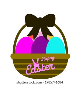 easter egg with basket vector illustration 