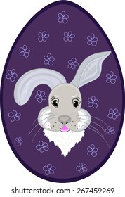 Easter egg with beautiful bunny. Vector illustration. You can use it as an Easter background, invitation, greeting card